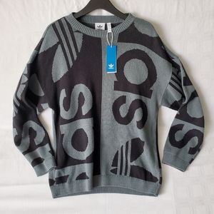 Adidas Original Mens Fshn Knit Crew Sweatshirt Size M Grey GN3317